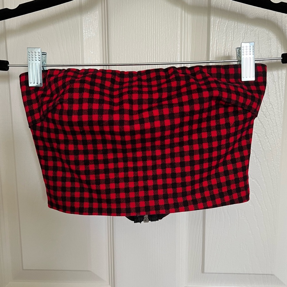 I.AM.GIA Checkered Gingham Bandeau Top - Size Small